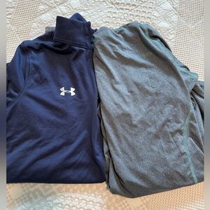 Under Armour Navy Quarter-Zip & Columbia SunShade Gray Athletic Top Set